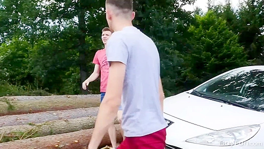 Adam Barnes and Josh Cavalin - Hard Logging Session Turned Hot Fuck - Gay XXX