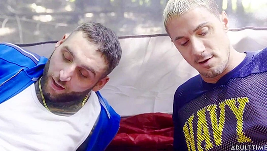 Translucent Tent Threesome - Skyy Knox & Tony D'Angelo Get Wild with Jerk Buddies