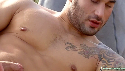 Horny Samuel O'Toole Toys with His Hard Cock On Set