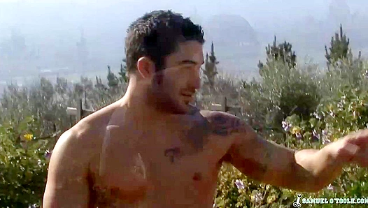 Horny Samuel O'Toole Toys with His Hard Cock On Set