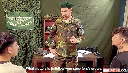 Rene & Leonel - Soldier Boys Seduce Their Superior Officer - MilitaryDick