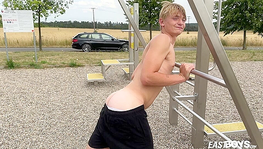 Eduardo Weeks Flexes His Muscles Outdoors for Eastboys