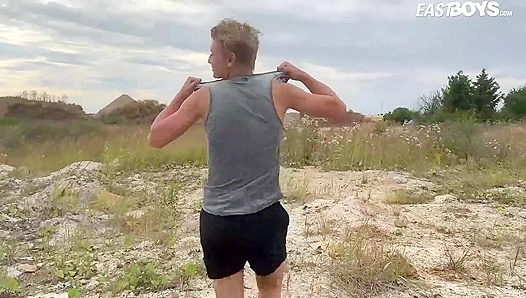 Eduardo Weeks Flexes His Muscles Outdoors for Eastboys