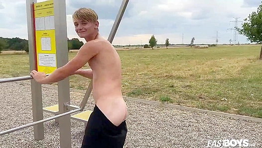Eduardo Weeks Flexes His Muscles Outdoors for Eastboys