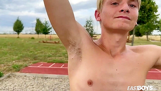 Eduardo Weeks Flexes His Muscles Outdoors for Eastboys