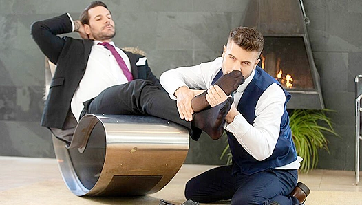 Suited Sexpot Papi Kocic Takes Allen King Hard from Behind