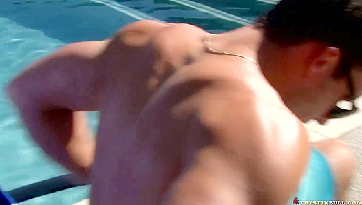 Trystan Bull Strokes His Hard Dick Poolside