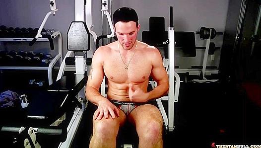 Hunky Jock Strokes Off in the Locker Room After a Hard Workout