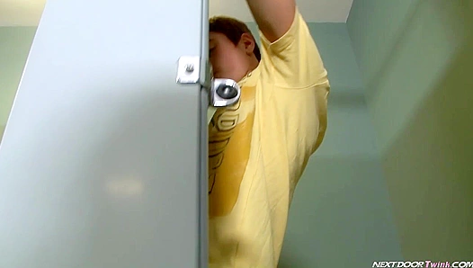 Natural Hunk Sucks Dick and fucks in Public Restroom - Circle Jerk Boys