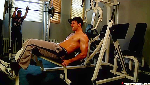 Flexing for His Eyes - Hot Brunette Stud at Home Workout Seduction