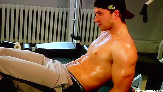 Flexing for His Eyes - Hot Brunette Stud at Home Workout Seduction