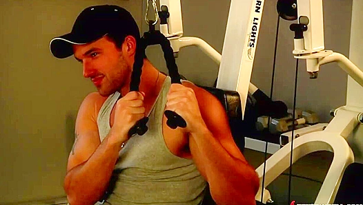 Flexing for His Eyes - Hot Brunette Stud at Home Workout Seduction