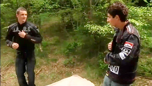 Bikers Daniel, Ray, and Robin Pound Each Other Raw Outdoors