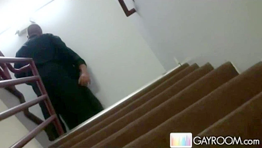 HotGay Duo Makes Out and Cums in Public Stairwell Handjob -  Gay XXX