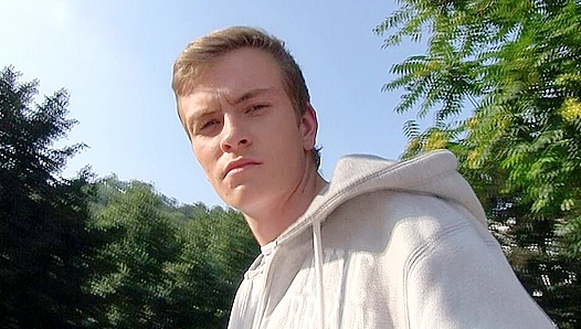 Blonde twink with hairy ass gets massive cum shot - XXX Gay