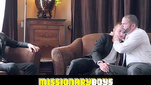 Muscular Dudes Bishop & Elder Dominate Him - Missionary Boys