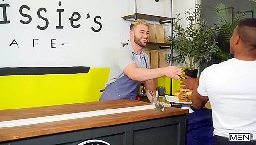 Interracial Coffee Shop Encounter - Adrian Hart Drills Michael Boston's Hole