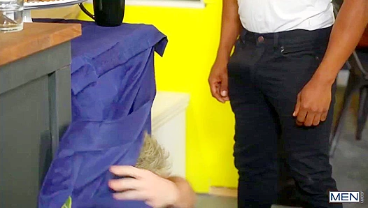 Interracial Coffee Shop Encounter - Adrian Hart Drills Michael Boston's Hole