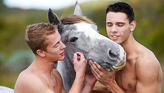 Corbin Fisher Fucks Happily with Gay Guys in Sunlit Cabin Woods