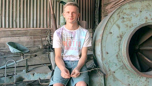 Blonde Twink Gets Fucked Hard at Abandoned Farm - XXX Gay