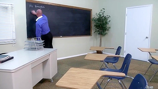 Spencer Fox, Tyler Sweet, andMitch Vaughn - Hot 3some with Big Dicks at School