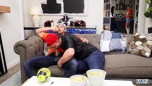 Sneaky Super Bowl Bang - Dom King Turns Logan Aarons from Str8 to Gay