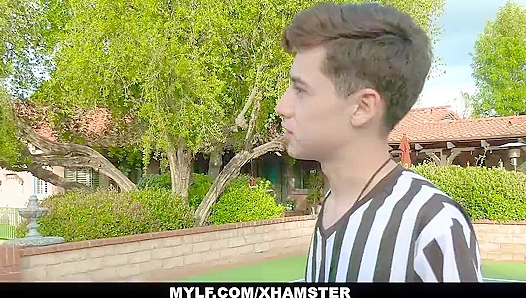 MILF Rivals Suck and Ride Young Dick Until He Blows Hard