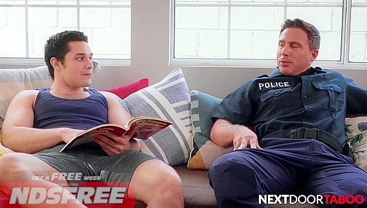 Inked Muscle Stud Drilled by Big-Cocked Cop Uncle: Andrew & Reese's Hot Encounter