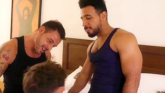 Gifted Stud's Tight Ass Ripped by Two Hung Guys