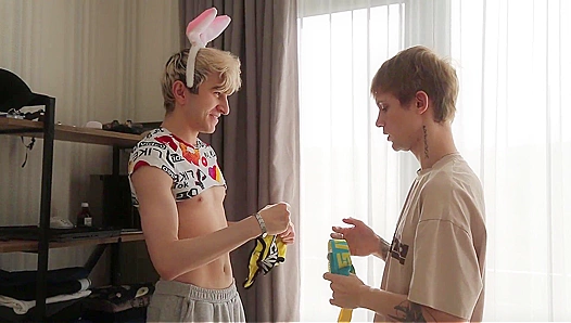 Two Twinks Tempt a Big-Dicked Student Into Hot Sex