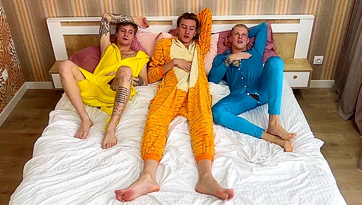 Pajama Party Turns Wild: Guys Get Rough and Dirty