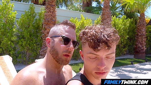Spicy Stepdad Sizzles with His Stepson by the Pool
