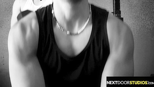 Gym Bro Gets Spit-Roasted by Muscular Studs - Next Door Buddies