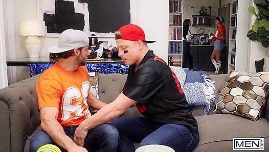 Muscular DOM King Scores a Touchdown and Unloads on Logan Aaron's Tight Hole