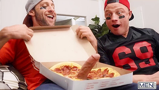 Muscular DOM King Scores a Touchdown and Unloads on Logan Aaron's Tight Hole