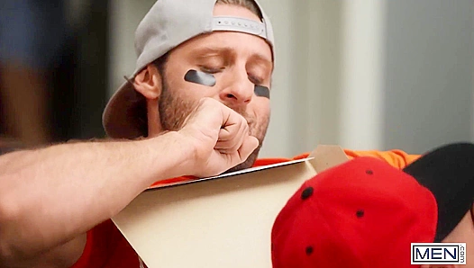 Muscular DOM King Scores a Touchdown and Unloads on Logan Aaron's Tight Hole