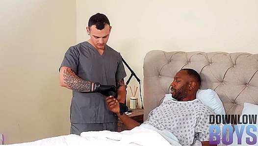 Jock Nurse Sucks Patient's Dick Until He Cums Hard