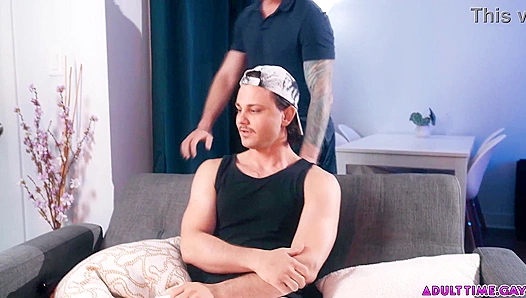 Straight Guy Enzo Gives His First Blowjob & Gets Fucked by Best Friend Derek