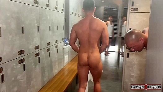 Damian Dragon Gets Fucked Hard by His Muscular Gym Buddies in Wild Group Sex