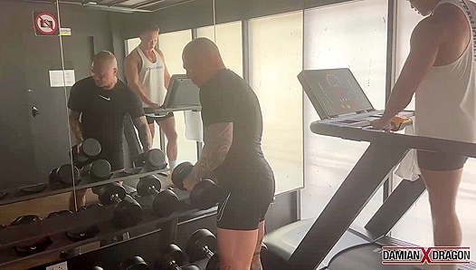 Damian Dragon Gets Fucked Hard by His Muscular Gym Buddies in Wild Group Sex