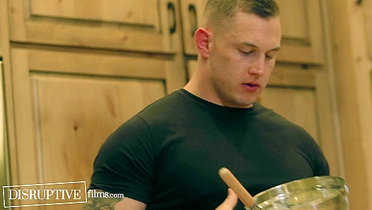 Muscle Stud Kyle Fletcher Crams Cum-Filled Pastry Down Brock Kniles' Throat