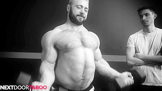 Tatted StepDaddy and Jock Stepson Spitroast the Beefy Trainer Next Door Taboo