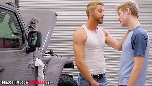 Cute Twink’s Ass Gets Plowed by Next-Door Mechanic Fuck Buddy, Hardcore Taboo Action