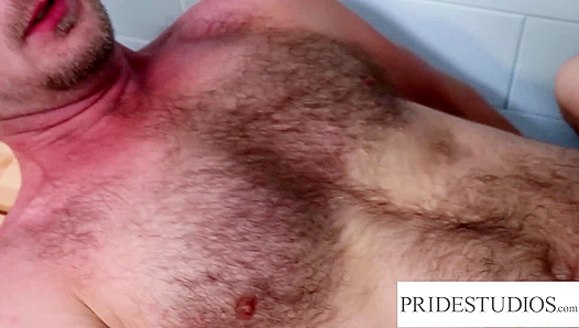 Tattooed Jock Pounds Blond Hairy Dude Raw In The Locker Room