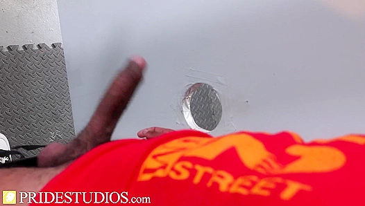 Big Dick Barebacks Riley Mitchel Hard at the Gloryhole, Shitting His Brains Out