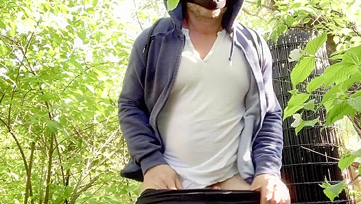 Hans Berlin Pounds His Uncut Dick Outdoors, Making Every Stroke Count