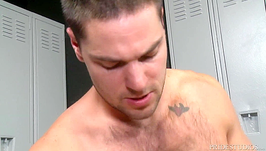 Hairy Hunk Gets His Mouth Stuffed With A Huge Dick In The Locker Room  "Men Over 30"