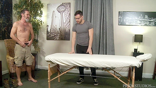 Massage Therapist Sucks Silver Daddy’s Dick Before Riding His Massive Cock Wildly