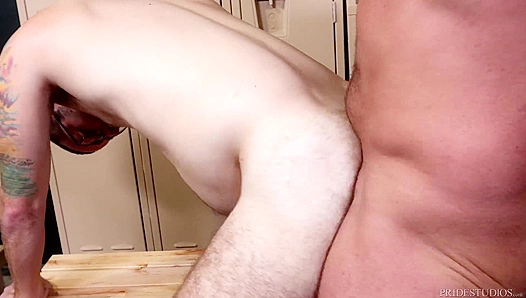 Cub Gets Pounded and Swallows in Public Locker Room - ExtraBigDicks