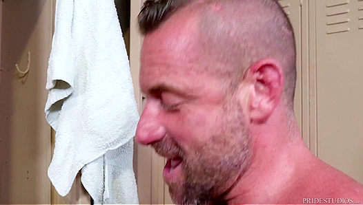 Cub Gets Pounded and Swallows in Public Locker Room - ExtraBigDicks